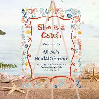 She Is a Catch Bridal Acrylic Welcome Sign アクリルサイン