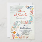 She is a Catch Coastal Lobester Bridal Shower  招待状 (正面)