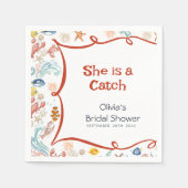 She Is a Catch Coastal Nautical Bridal Shower スタンダードカクテルナプキン (正面)