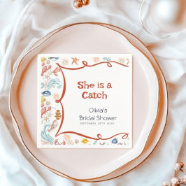 She Is a Catch Coastal Nautical Bridal Shower スタンダードカクテルナプキン