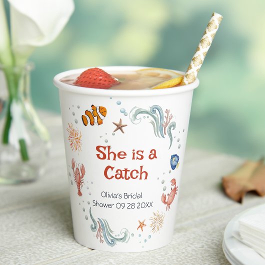 She Is a Catch I Nautical Bridal Shower 紙コップ
