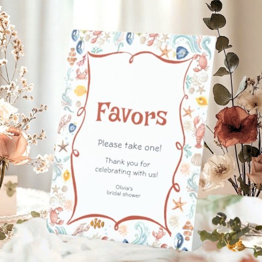 She Is a Catch Lobster Bridal Shower Favors 台座サイン