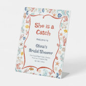 She Is a Catch Nautical Bridal Shower Welcome 台座サイン (正面)