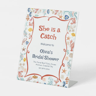 She Is a Catch Nautical Bridal Shower Welcome 台座サイン