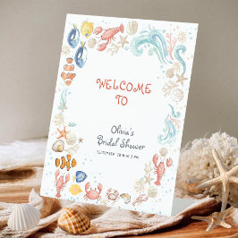She Is a Catch Ocean Beach Bridal Shower Welcome 台座サイン
