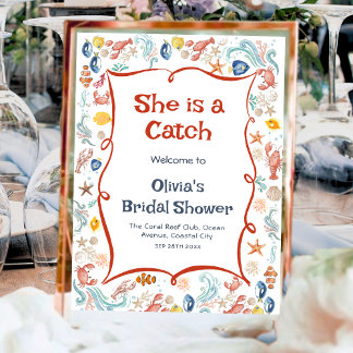 She Is a Catch Ocean Welcome Poster Nautical ポスター