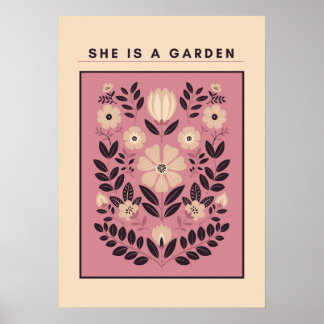 She Is a Garden – Botanical Wall Art (Blush) ポスター
