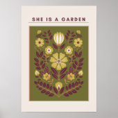 She Is a Garden – Botanical Wall Art (Sage) ポスター (正面)