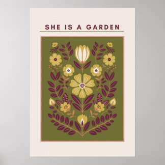 She Is a Garden – Botanical Wall Art (Sage) ポスター