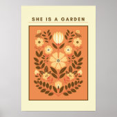 She Is a Garden – Botanical Wall Art (Terracotta) ポスター (正面)