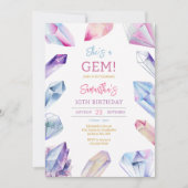 She Is A Gem Stone Crystal Birthday Invitation 招待状 (正面)
