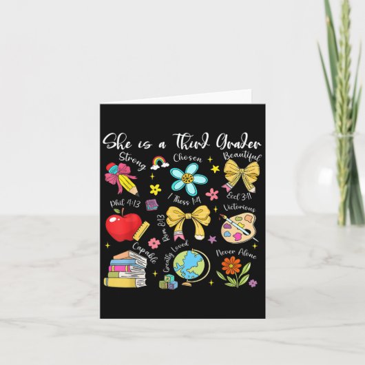 She Is A Third Grader Bible Verses Back To School カード (正面)