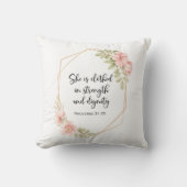 She Is Clothed in Strength and Dignity Floral クッション (正面)