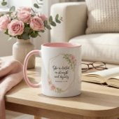 She Is Clothed in Strength and Dignity Pink マグカップ