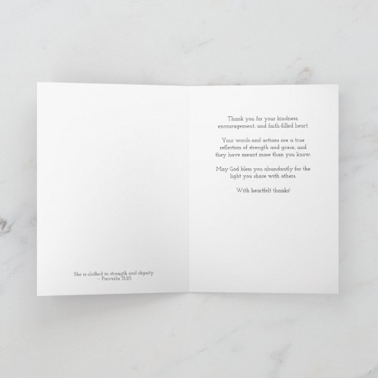 She Is Clothed in Strength & Dignity Thank you カード (内部)