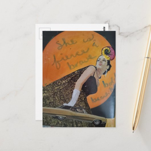 She is fierce and brave bold collage ポストカード (正面/裏面インサイチュ)