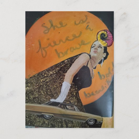 She is fierce and brave bold collage ポストカード (正面)