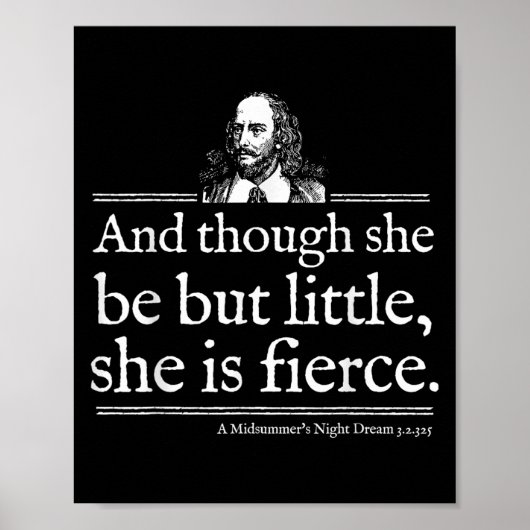 She Is Fierce Shakespeare Quote Shirt Theater Play ポスター (正面)