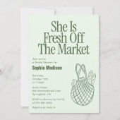 She Is Fresh Off Retro Bridal Shower 招待状 (正面)