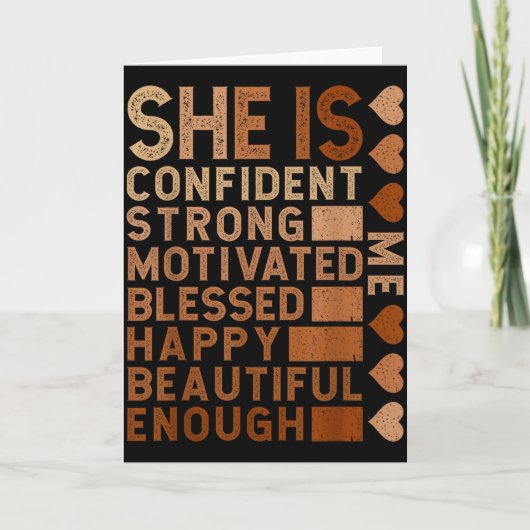 She Is Me 黒人女性 美しく 強く 祝福され誇り高い カード (正面)