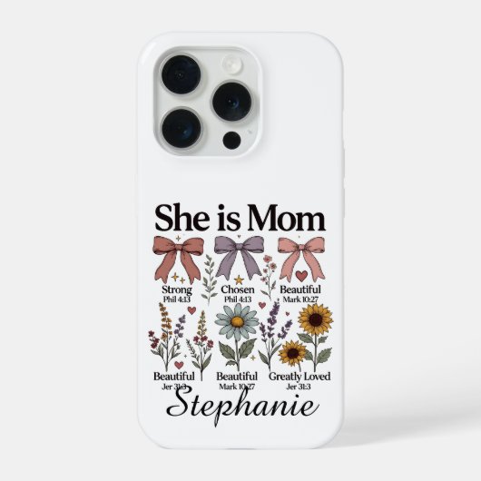 She is Mom | フェイス iPhoneケース  iPhone 15 Proケース (裏面)