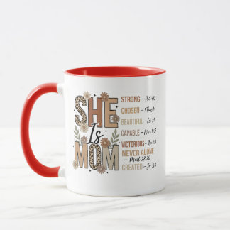 She Is Mom Mug | Floral Leopard Print Mom Gift マグカップ
