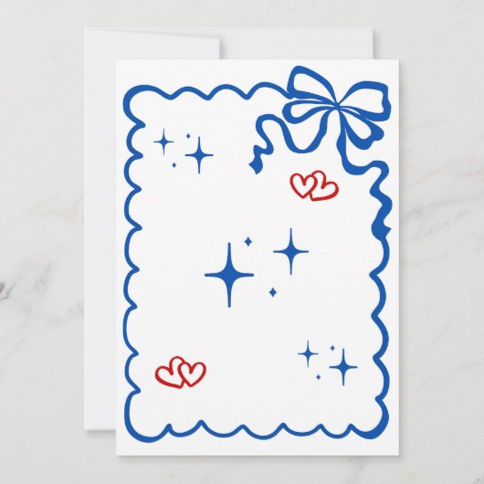 She is Ready to POP Blue Coquette Invitation 招待状 (裏面)