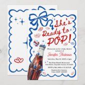 She is Ready to POP Blue Coquette Invitation 招待状 (正面/裏面)