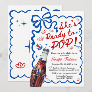 She is Ready to POP Blue Coquette Invitation 招待状