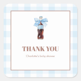 She Is Ready to Pop Blue Soda Pop Baby Shower スクエアシール