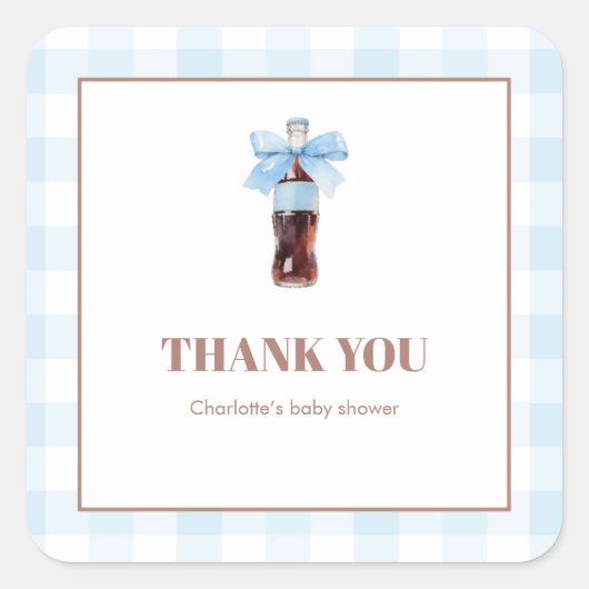 She Is Ready to Pop Blue Soda Pop Baby Shower スクエアシール (正面)