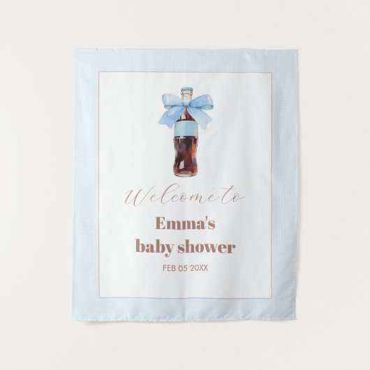 She Is Ready to Pop Blue Soda Pop Baby Shower タペストリー (正面)