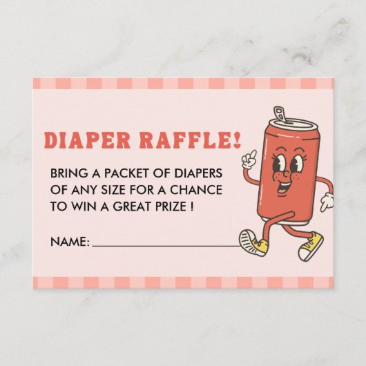 She Is Ready To Pop Red Gingham Soda Diaper Raffle エンクロージャーカード (正面)