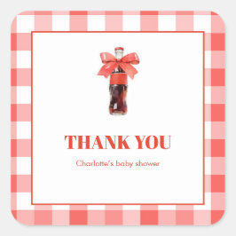 She Is Ready to Pop Red Soda Pop Baby Shower スクエアシール