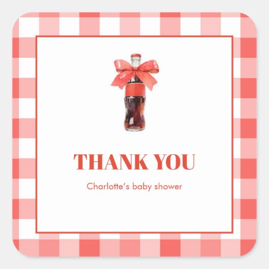 She Is Ready to Pop Red Soda Pop Baby Shower スクエアシール (正面)