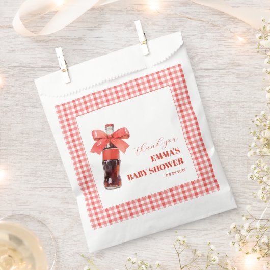 She Is Ready to Pop Red Soda Pop Baby Shower フェイバーバッグ (クリップ留めされた状態)