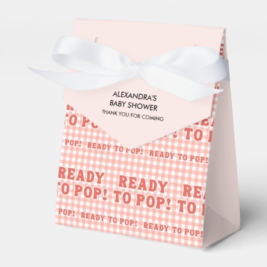 She Is Ready to Pop Retro Red Gingham Thank you フェイバーボックス (正面サイド)
