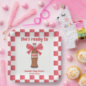 She is Ready to Pop Soda Bottle Baby Shower ペーパープレート (パーティー)