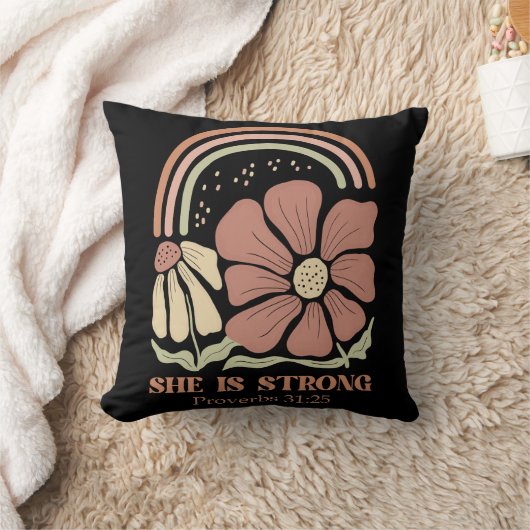 She is strong Bible Verse  クッション (ブランケット)