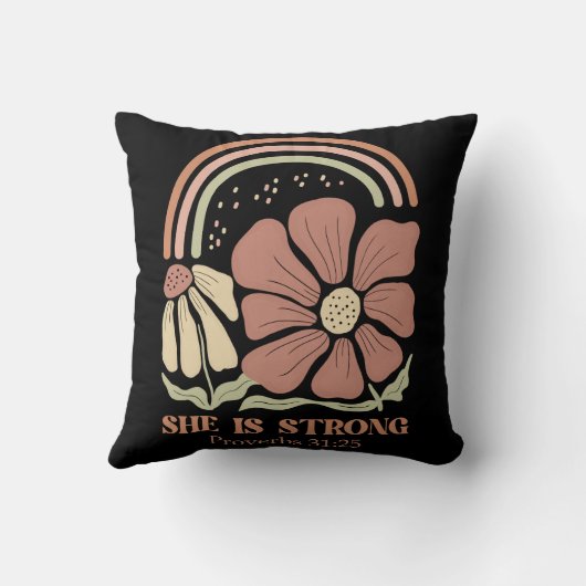 She is strong Bible Verse  クッション (裏面)