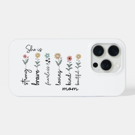 She is Strong, Brave, Fearless, Loving Mothers Day iPhoneケース (裏面横)