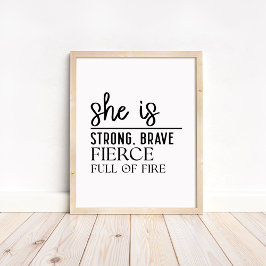 She is Strong, Brave - Minimalist Motivational ポスター