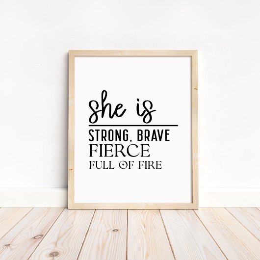 She is Strong, Brave - Minimalist Motivational ポスター