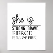 She is Strong, Brave - Minimalist Motivational ポスター (正面)