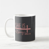 She Is Strong Proverbs 31_25 Shirt  コーヒーマグカップ (左)