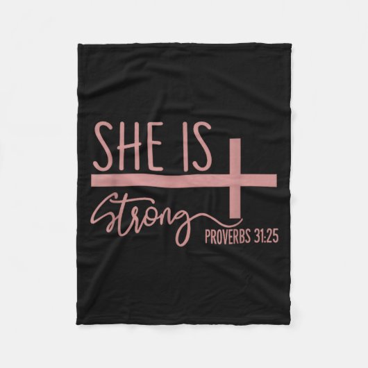 She Is Strong Proverbs 31_25 Shirt  フリースブランケット (正面)