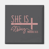 She Is Strong Proverbs 31_25 Shirt  マグネット (正面)
