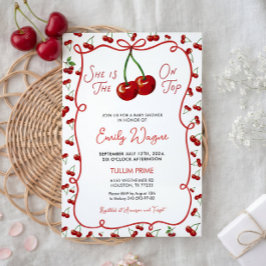 She is The Cherry on Top Baby Shower Invitation 招待状