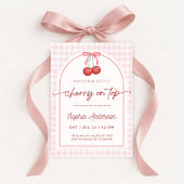 She is the Cherry on Top Gingham Baby Shower 招待状