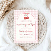 She is the Cherry on Top Gingham Baby Shower 招待状